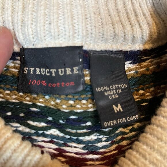 Vintage Structure Mens Sweater Christmas Holiday 90s Oversized Medium USA Made - Picture 6 of 10